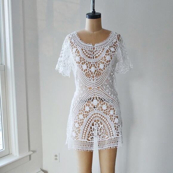 American Vintage Dresses & Skirts - White crochet slip dress y2k vintage by Aldo Marino Positano Small dress